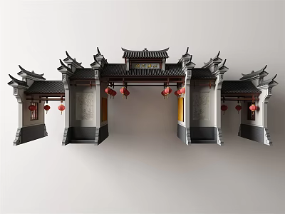 Chinese-style archway 3d model