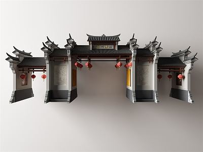 Chinese-style archway 3d model