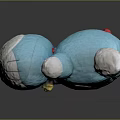 Blue And White Stuffed Doll With Red Nose In Lying Position Plush Toy Design