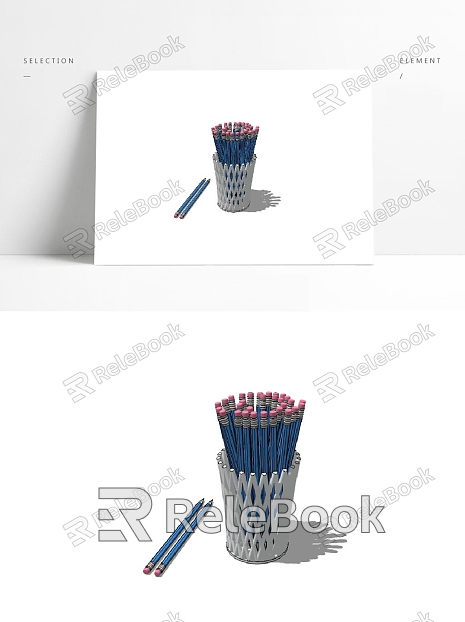 modern pencil blue pencil white pen holder model