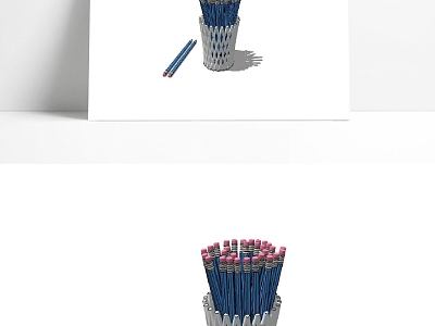 modern pencil blue pencil white pen holder model