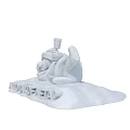 Detailed Snow Sculpture Carved Figure Holding Object With Inscribed Text Elements 3d model