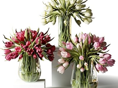 floral flower vase flower arrangement vase ornaments tulip 3d model