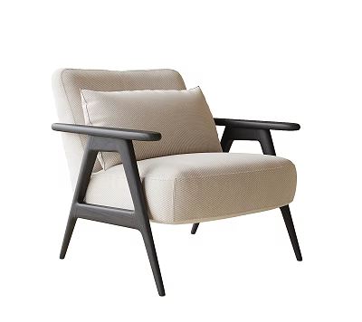 Modern Simple Leisure Chair With Beige Cushion And Dark Armrests Overall Design 3d model