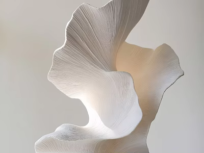 Elegant White Decorative Ornament Set With Wavy Sculptural Design For Home Decor 3d model