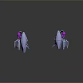 Twin Sci-Fi Weapons 3D Model Featuring Futuristic Design Metallic Finish And Purple Accents