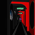 KTV Corridor Featuring Modern Red Black Decor Neon Lights And Mirror Walls