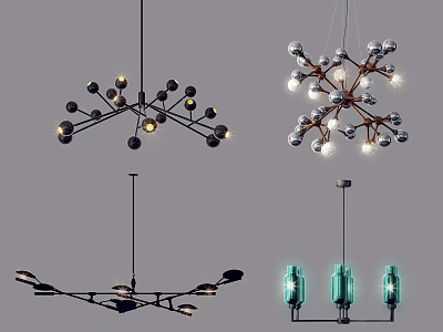 Modern Contemporary Chandeliers with Branch Like Design and Glass Bulbs for Home Decor 3d model