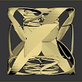Modern Abstract Gold Metal Furniture With Curved Lines And Reflective Surface