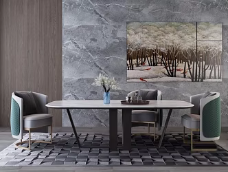 Dining table and chair combination 3d model