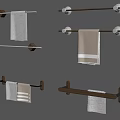 Different Designed Wall Mounted Towel Racks With Hanging Towels On Light Wall