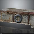 Old Rusty Metal Watercraft With Flat Top Side Tire And Weathered Structure 3d model