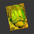 Carved Wood Stone With Natural Texture Yellowish Patches And Mossy Base