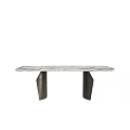 Modern Rectangular Dining Table With Marble Top And Metal Legs 3d model