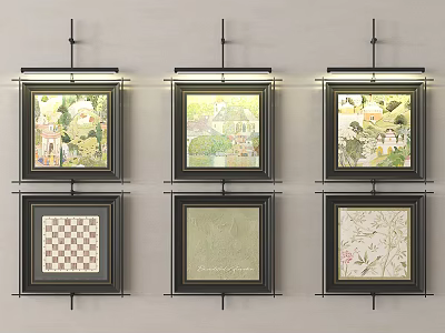 Six Framed Decorative Wall Paintings For Home Interior Art Decor 3d model