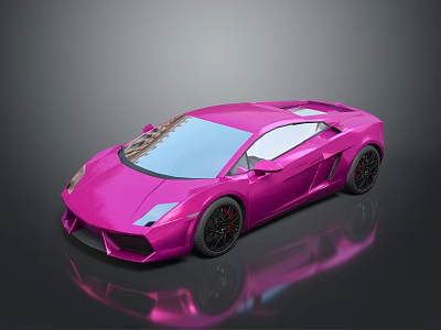 Pink Shiny Sports Car With Sleek Design And Black Alloy Wheels 3d model