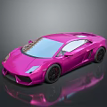 Pink Shiny Sports Car With Sleek Design And Black Alloy Wheels