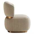 Modern Beige Fabric Leisure Chair With Rounded Design And Golden Metal Legs