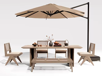 Quiet outdoor tables and chairs 3d model