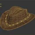 Classic Brown Leather Cowboy Hat With Decorative Metal Studs Around Brim