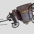 Vintage Horse Carriage With Red Body Black Roof And Wooden Wheels