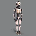 Game Movie Character Mechanical Robot With White Black Body And Gold Accents