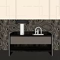 Modern Nightstand Design With Table Lamp Decorative Object Textured Wall And Cabinets