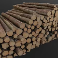 Natural Wood Logs Stacked Pile of Cut Tree Trunks in Rustic Forest
