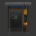 Outdoor Public Kiosk Structure With Canopy Roof Wooden Panels And Digital