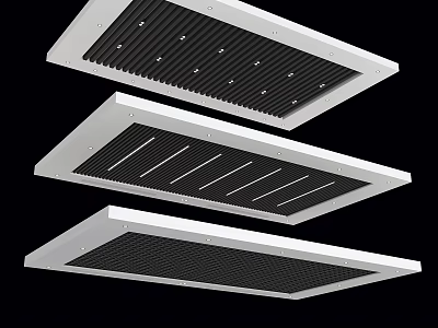 Stylish Modern Ceiling Design With White Frame Black Panel And Grid Pattern 3d model