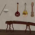 New Chinese Guzheng Pipa Floor Lamp Traditional Musical Instruments 3d model