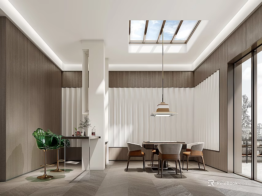 Home Gym Design With Skylight And Modern Interiors 3d model 