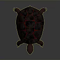 Red Turtle with Glowing Lava Like Cracks on Shell in Dark Background 3d model