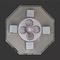 Stone Fountain With Hexagonal Base Ornamental Top And Square Support Blocks
