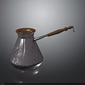 Electric Coffee Pot With Silver Copper Carved Pattern And Wooden Handle Design