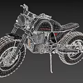 Vintage Style Motorcycle With Large Treaded Tires And Round Headlight Black Body Design