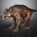 Realistic Prehistoric Creature With Spiked Back Horned Head And Scaly Skin