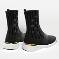 Black Knit Socks Shoes With Star Patterns Louis Vuitton Logo And White Soles