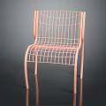 Pink Modern Metal Wireframe Chair With Grid Design And Sleek Frame 3d model