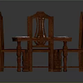 Wooden Carved Dining Table Set With Eight Chairs Red Cushions And White Plates