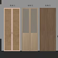 Modern Minotti Wardrobe Doors Featuring Grid Pattern Glass Panel And Wooden Designs