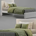Modern Double Bed With Upholstered Headboard Brown Quilt And Decorative Pillows