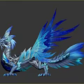 3D Rendered Blue Dragon Game Movie Character Standing With Feathered Wings Sharp Claws Silver Body
