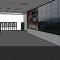 Modern Control Room with Large Monitor Wall Control Desk Storage Cabinets and Ceiling Lighting