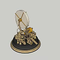 Golden Satellite Antenna Model With Parabolic Dish And Mechanical Base Structure 3d model
