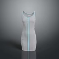 Sleeveless Striped Dress With Blue Vertical Lines And Fitted Design
