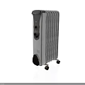 Portable Electric Radiator With Mobile Wheels Thermostat Control And Silver Finish Design