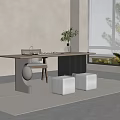 Modern Minimalist Tea Table And Chairs With Potted Plant Near Window