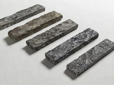 Natural Rockery Stones With Long Strip Shape And Gray Brown Texture For Garden Decoration 3d model