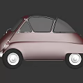 Vintage Red Retro Car With Black Roof Curved Body And Chrome Accents